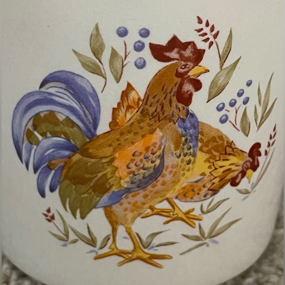 EUC Vintage Corelle Coordinates STONEWARE Set of 2 Rooster Chicken Graphic Mugs - Picture 5 of 6